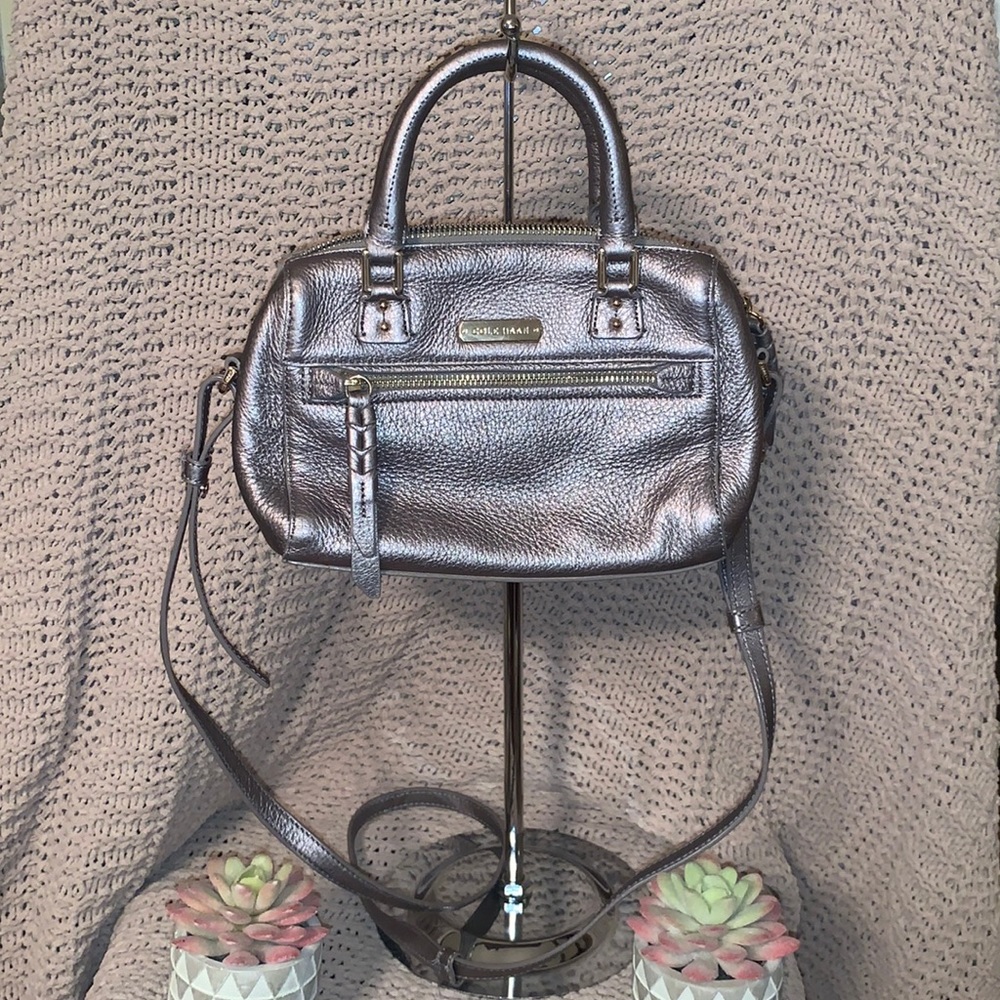 Cole Haan Metallic Silver Leather Crossbody Bag - Picture 1 of 6